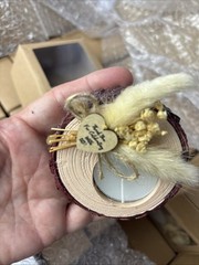 50 Pack Tea Light Wedding Favors Resin Holder Look Of Wood W/ Dried Flowers