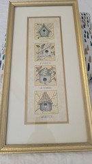 Gold Framed/Matted 23″ x11″ Picture 4 Birds And Nests – East Season Shown, VG