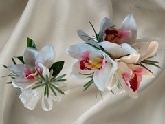 Hand Made wrist Corsage and boutonniere Set