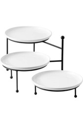 Kanwone 3 Tiered Serving Stand with White Porcelain Plates, 10 Inch,