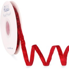 Ribbli Dark Red Velvet Ribbon 3/8″ x 10 Yards Crinkled Luxury Gift Wrap Craft