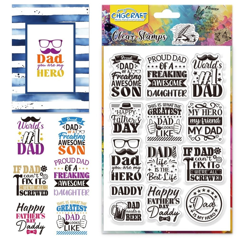 CHGCRAFT Father’s Day Clear Stamps Wishes Words Transparent Stamp Silicone Cl…