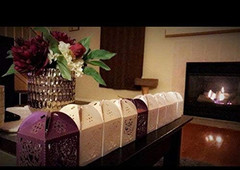100 Pack Love Heart Laser Cut Wedding Favor Boxes with Ribbons for Candy Gifts