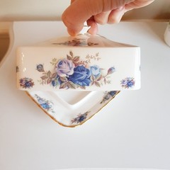 Royal Albert Moonlight Rose Butter Dish with Lid – 1st Quality English Bone Chin