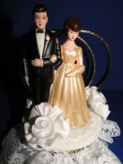 New 50th Wedding Anniversary Caketopper with Bride & Groom in Gold #23