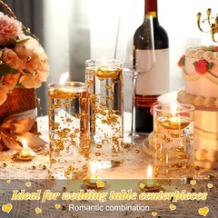 40 Pcs Wedding Floating Candles Pearl Strings for Centerpieces Small Gold