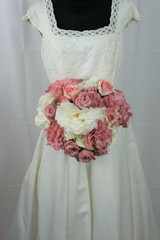 Rose Garden Hydrangea, Peony and Rose Faux Silk Wedding Bouquet