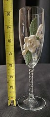 Lillian Rose White orcelain Rose Wedding Toasting Glass Flutes – Set of Two