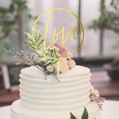 Party to Be Love Wedding Cake Topper Gold Acrylic Love 01 Design 02