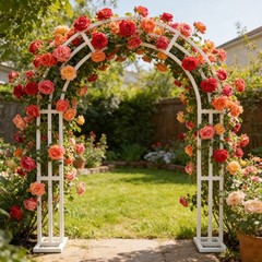 8.5FT Free Standing Arch Flower Stand 3 Poles Moon Door Archway Backdrop Decor