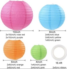 💃16Pcs Colorful Paper Lanterns, Multi-Color Chinese Hanging Paper Lan💥💫🎁