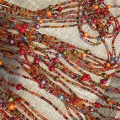 Bohemian Hippy Beaded Curtain Doorways,glass Beads Red 35”wide