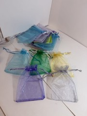 Lot of 30 Organza Drawstring Gift Bags Mixed Colors Jewelry Wedding Favor Bags