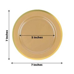GOLD 10 Round 7″ Plastic SALAD PLATES Gold Rim Party Events Tableware