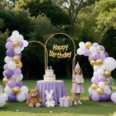 Stable Gold Arch Backdrop Stand 3-Pc Set: 6×2.6ft, 5×2.2ft, 4×1.7ft for Weddings