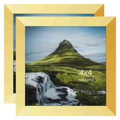 Picture Frames 4×4 Gold Square Photo Frames without Mat for Desk or Wall Deco…