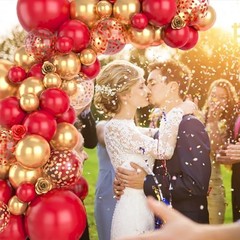 Red and Gold Balloon Arch Kit, 100Pcs Gold Red Balloon Garland Kit Red Gold