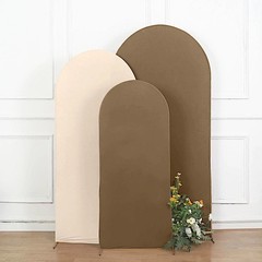 7 ft TAUPE Matte Fitted Spandex Round Top Arch Backdrop STAND COVER Party