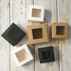 100x Clear Window Kraft White Black Paper Gift Boxes Favor Boxes Product Packing