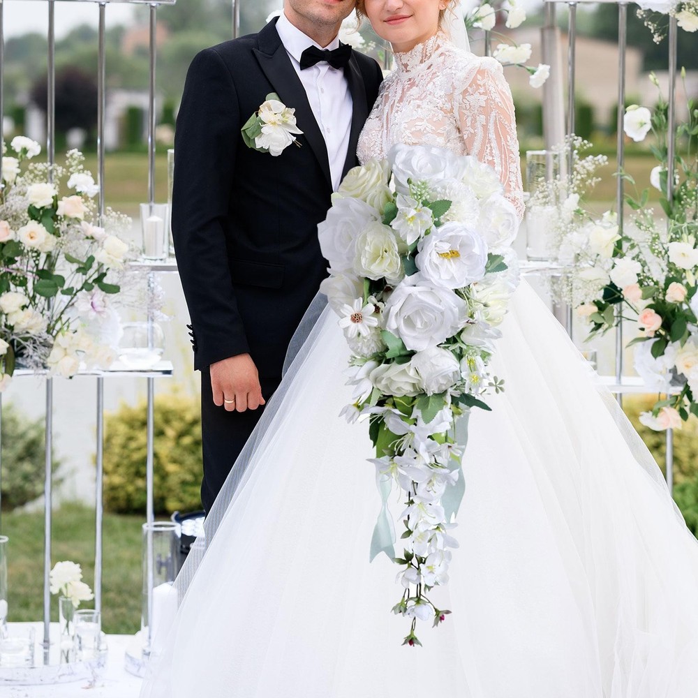 Wedding Bouquet for Bride Bridesmaid Cascading Bouquet Water Drop Elegant