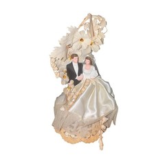 Vintage 1950s Wedding Cake Topper Bride Groom Dated 1/5/1952 Mid Century Decor