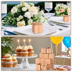 50PCS Small Gift Boxes, 2 x 2 x 2 inches Mini Party Favor Boxes with brown