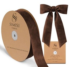 Velvet Ribbon 1.5» 25 Yards for Christmas Tree, Gift 1.5 x 900 in Brown