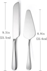 Wedding Cake Knife and Server Set Silver,Stainless Steel Cake Cutting Set,