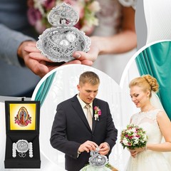 Dingion Wedding Arras Coins Set Para 9.06 x 6.69 x 2.76 inches, Silver