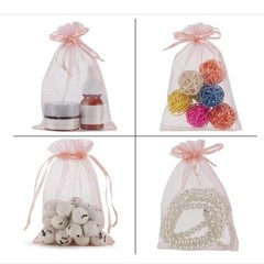 50pcs Pink Organza Drawstring Jewelry Small Bag for Earring Favor Wrapping Packi