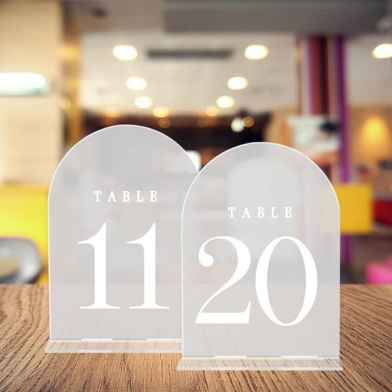 Clear Acrylic Wedding Table Numbers with Stands 11-20 Arch Table Numbers 5×7 …