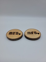 Mrs. And Mrs. Rustic Wood Slice Cake Toppers Lesbian Wedding Engagement New