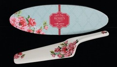 RARE! VINTAGE ROSIES PANTRY CERAMIC CAKE SERVER 10″ LONG IN DECORATIVE BOX NEW