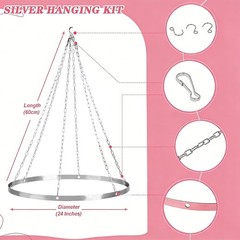 Ceiling Drape Hanging Kit 24 Inch Silver Ceiling Hanging Ring Metallic Hoop Ring