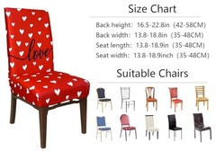 4Pcs Valentine’s Day Chair Covers Sweet Love Heart Dining Chair Slipcovers Red