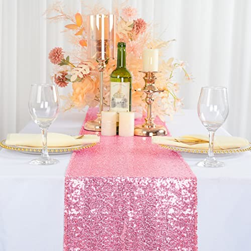 12×108-Inch Sequin Table Runner 1 Piece 12×108″ Pink Gold