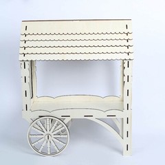 5 in Natural Laser Cut Mini Candy Cart Wooden CUPCAKE Dessert STAND Party Events