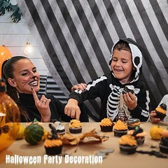 99×3.3ft Black and White Striped Gossamer Roll Halloween Sheer Gossamer Strip…