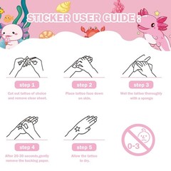 Pink Cute Axolotl Temporary Tattoos – 8 Sheets 200 Pcs Axolotls Birthday Part…