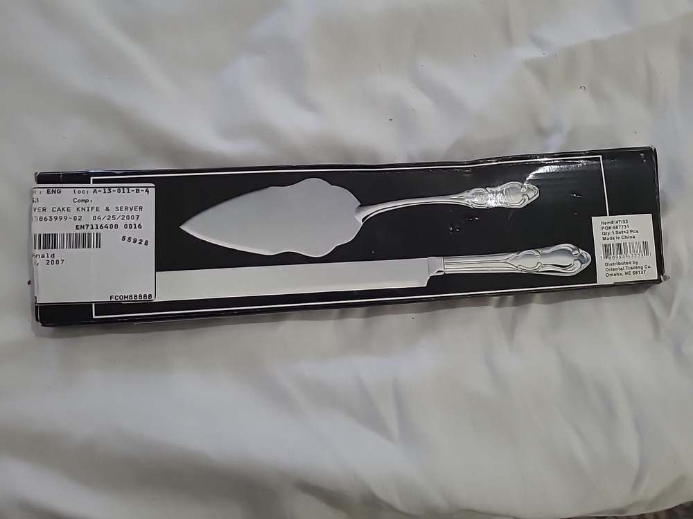 Lenox True Love 2-Piece Dessert Set Silver Plated Cake Knife & Server In Box