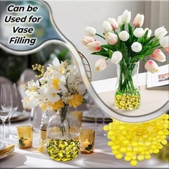 Flat Glass Marbles Yellow – 1 lb (100 pcs, 17–20 mm) Decorative Yellow_Color