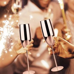 Champagne Glasses Stainless Steel Set of 2, 8.5oz Champagne Flutes 2 count Rose
