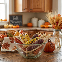 Vintage Indian Corn Thanksgiving Autumn Fall Decor 5″ Faux Maize Lot of 9