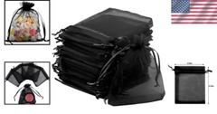 50 Black Organza Drawstring Bags 3.54»x4.33» – Perfect for Wedding and Gifting