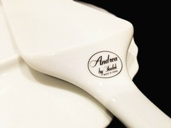 PORCELAIN BONE CHINA ANDREA BY SADEK CAKE PLATE & SERVER 2PC SET, EXCELLENT COND