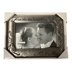 Malden Mr & Mrs Picture Frame Brushed Metal 4×6 Photo Wedding Shower Present