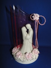 New Vintage Wilton «Reflection» Wedding CakeTop, white porcelain, pink 117-305R
