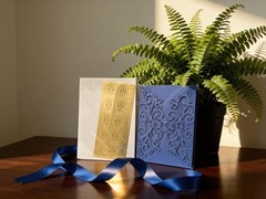 100PC Navy Blue Laser Cut Lace Invitation Pockets Envelope Bowknot Seal Wedding