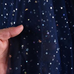 54 Inch x 8 Yards Glitter Tulle Fabric Rolls Laser Stars and Moon Tulle Rolls fo
