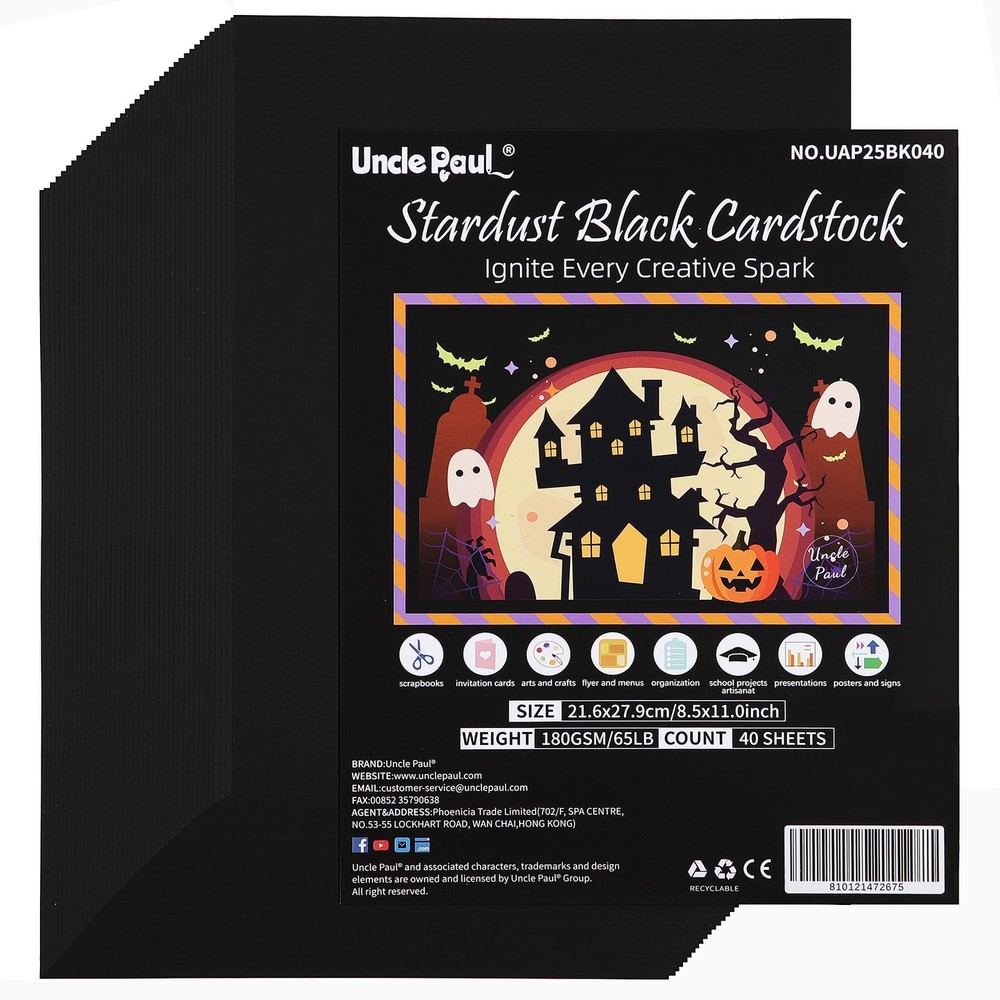 Uncle Paul 40 Sheets Stardust Black Letter Size [40 Sheets],